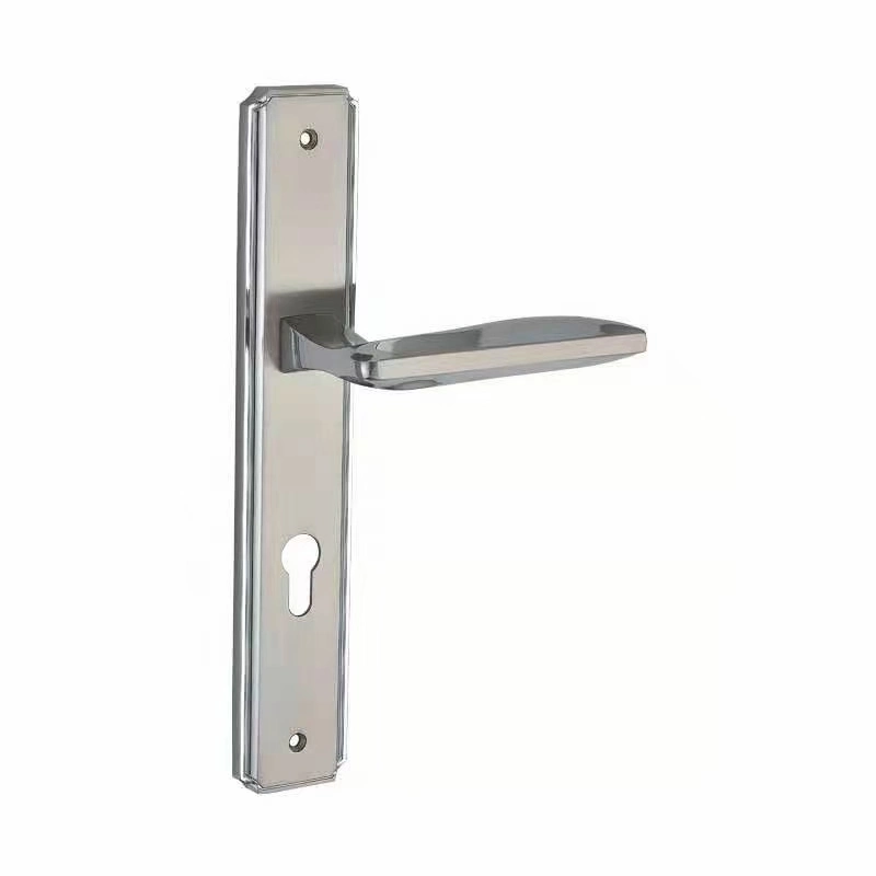 Two Colors Factory Modern Design Zinc Alloy Front Door Handle on Plate