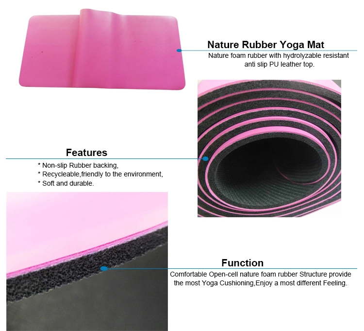 Eco-Friendly Thick Anti Slip Alignment Natural Rubber Custom PU Leather Yoga Mat