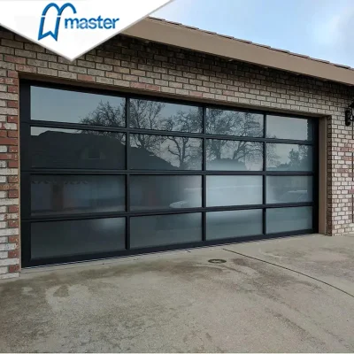 Master Well New Design Modern Aluminum Tempered Full View Glass Garage Door Price Mirror Plexiglass Panel Garage Doors