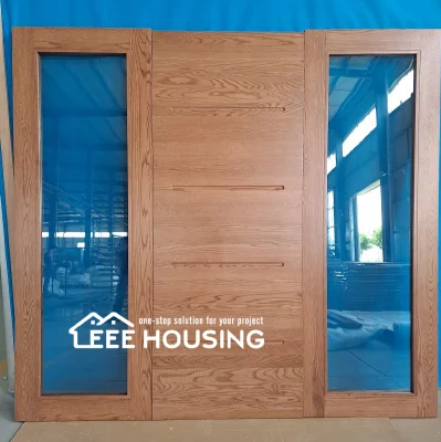 China Factory Direct Supply Us Modern Design Exterior Pivot Solid Wood Door with Sidelights