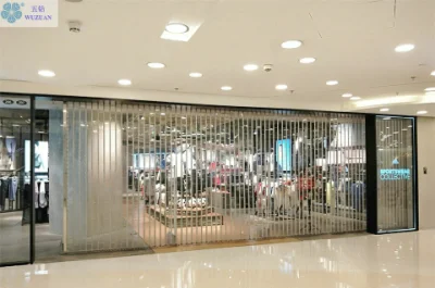 Commercial Aluminum Frame PVC Panel Customized Accordion Sliding Doors Manual Transparent Polycarbonate Folding Door Clear Plastic Glass Foldable Shop Doors