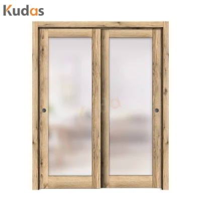 American French Style Modern Indoor Room Wooden Glass Doors Interior Bathroom Wood Door