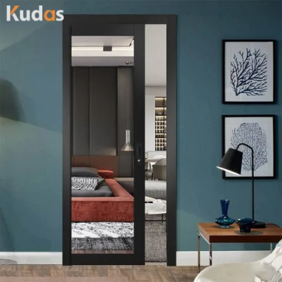 American French Style Modern Indoor Room Wooden Glass Doors Interior Bathroom Wood Door