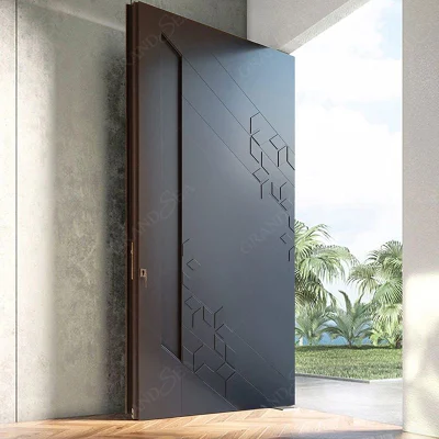 Wholesale Price Exterior Main Entrance Security Stainless Steel Front Tempered Glass Modern Pivot Doors