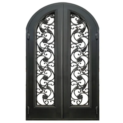 Front Main Entry Steel Security Exterior Metal Iron Front Doors Entrance Wrought Iron Double Entry Doors for Houses