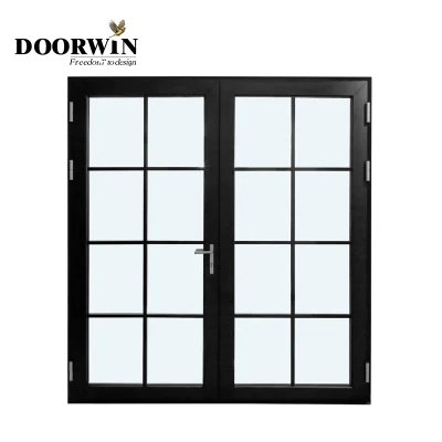 Modern Design Commercial Custom Made Double Toughened Low-E Glass Interior French High Quality Metal Aluminum Entry Doors