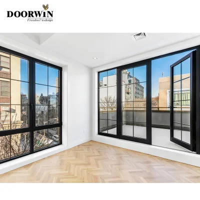Modern Design Commercial Custom Made Double Toughened Low-E Glass Interior French High Quality Metal Aluminum Entry Doors