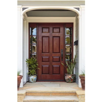Cbmmart Main Exterior Door for House Simple Design Wooden Door with Sidelights Modern Solid Wood Pivot Entry Doors