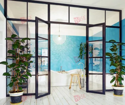 Wise Floor to Ceiling Indoor Aluminium French Casement Swing Glass Door Interior Metal Framed French Doors
