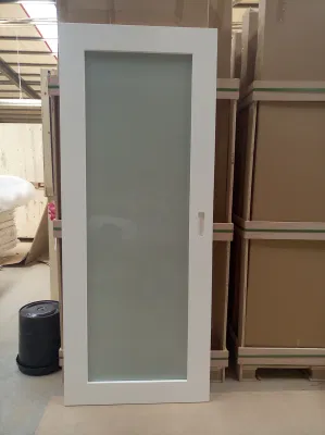 Marriott White Painted Laminated Glass Sliding Barn Door Style for Bathroom Entry Door