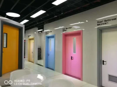 Interior Emergency Exit Fire Iron Front Main Entrance Resistant Fireproof Fire Resistance Metal Door with Glass Window