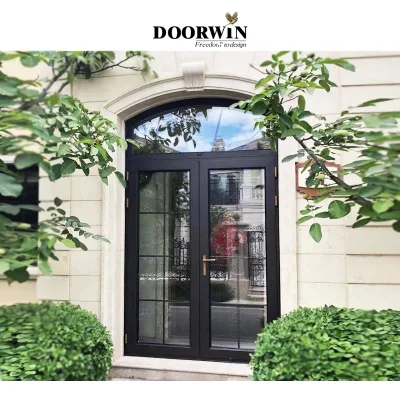 Modern Design Commercial Custom Made Double Toughened Low-E Glass Interior French High Quality Metal Aluminum Entry Doors