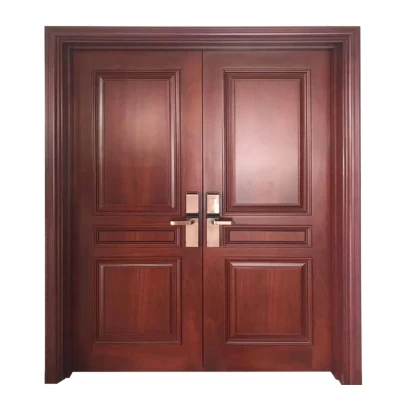 Exterior Residential Hotel Apartment Fireproof Sound Proof House Main Entrance Fire Resistance Teak Wood Melamine Wood Fire-Rated Wooden Log Solid Timber Doors