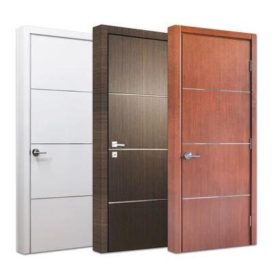 Interior Bedroom Veneer MDF Wooden Timber Door Modern Walnut Solid Wood Doors Designs