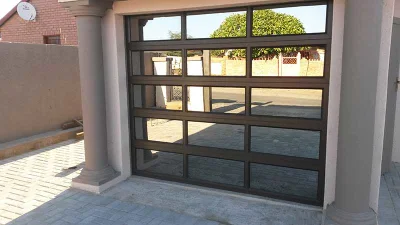 Aluminum Frame Perspective Glass Panel Electric Garage Door