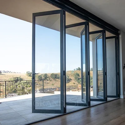 Nfrc Nafs American Standard Modern German Hardware Customized Entry Storm Doors Thermal Break Aluminum Aluminium Metal Commercial Bi-Folding Door