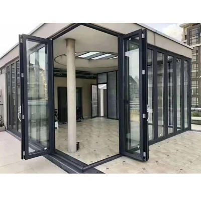 5 Year Warranty Wholesale Exterior Patio Black Folding Aluminum Frame Glass Stack Bifold Door