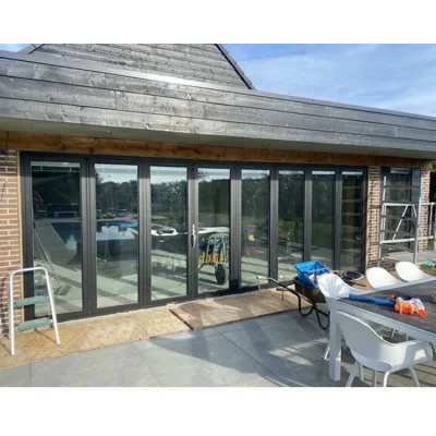 5 Year Warranty Wholesale Exterior Patio Black Folding Aluminum Frame Glass Stack Bifold Door