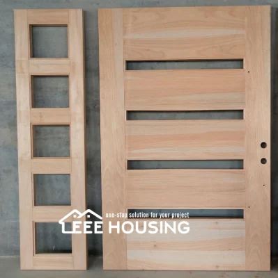 China Factory Direct Supply Us Modern Design Exterior Pivot Solid Wood Door with Sidelights