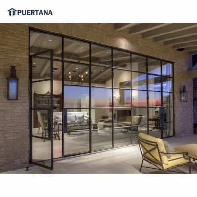 Modern Apartment House Internal Black Industrial Studio Clear Glass Door Aluminium Double Interior Metal French Glass Doors