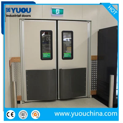 Double Acting Swinging Leaf Stainless Steel Dust-Free ABS Plastic Impact Bumper Metal Entry Traffic Doors for Interifood Factory/Supermarket/Restaurant/Kitchen