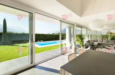  American Style Interior Black Aluminium Steel Frame Track Glass Sliding Balcony Villa French Door
