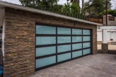 Aluminum Frame Perspective Glass Panel Electric Garage Door