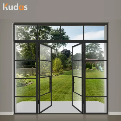 Modern Iron Window Exterior Front Wrought Iron Frame Glass Entrance Door