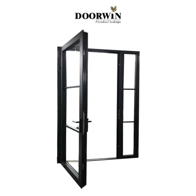 Modern Design Commercial Custom Made Double Toughened Low-E Glass Interior French High Quality Metal Aluminum Entry Doors