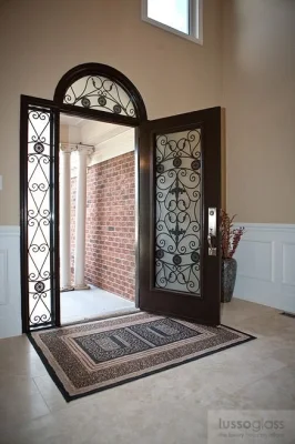 Apartment Wrought Iron Glass Steel Front Door Design