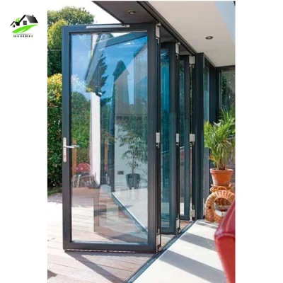 European Style Soundproof Thermal Break Aluminium Bi Fold Door Hurricane Resistant Tempered Low-E Glass Folding Patio Doors Exterior House Door