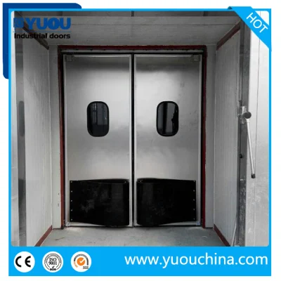 Double Acting Swinging Leaf Stainless Steel Dust-Free ABS Plastic Impact Bumper Metal Entry Traffic Doors for Interifood Factory/Supermarket/Restaurant/Kitchen