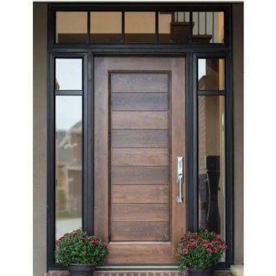 Cbmmart Main Exterior Door for House Simple Design Wooden Door with Sidelights Modern Solid Wood Pivot Entry Doors