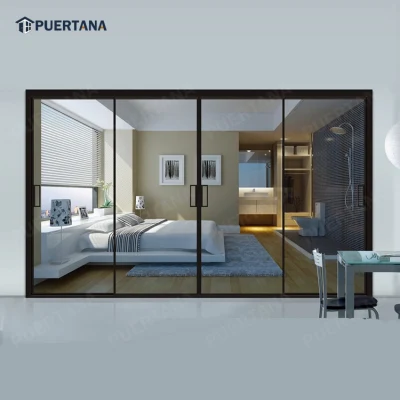 Interior Internal Indoor Metal Crittall Style Steel Door Sliding Glass Wall for Room Divider