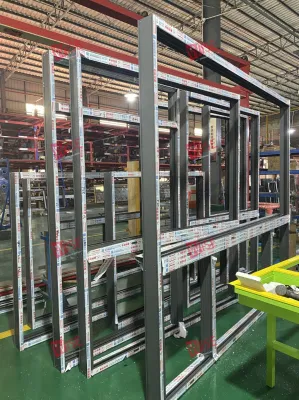 Modern Indoor Aluminium French Casement Swing Glass Door Internal Glass Walls Divider Interior Metal Framed
