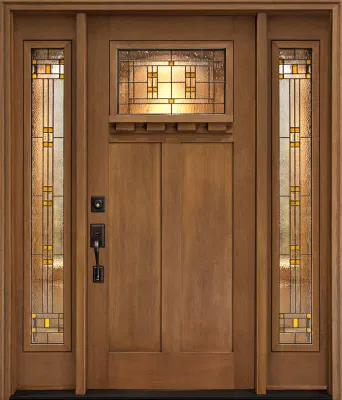 36 in. X 80 in. 6-Lite Clear Glass with Dentil Shelf Wood Front Door Slab
