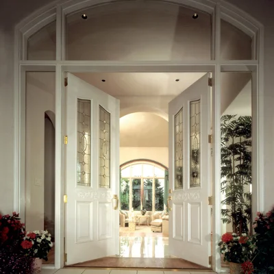 Wholesale Tempered Glass Inserts Solid Double Wood Doors Exterior