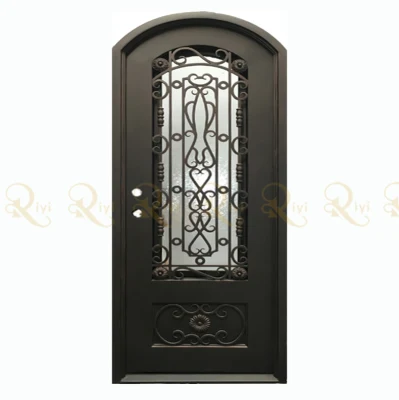 Rectangular Craftsman Design Single Door, China Rectangular Top Wrought Iron Door French Style