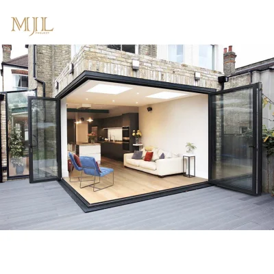 Mjl Store Front Partition Sliding Fold Door Aluminum DIY Design Double Triple Vertical Bi Folding Glass Door