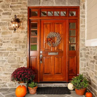 Wholesale Tempered Glass Inserts Solid Double Wood Doors Exterior