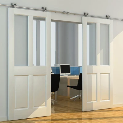 Modern Home Indoor Room Barn Style French Wood Door with Glass