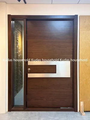 Kudas Extra Large Modern Front Entrance Exterior Solid Wooden Pivot Entry Door for Villa