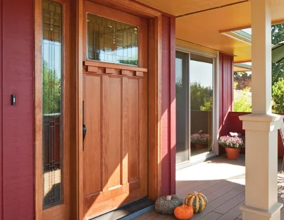 36 in. X 80 in. 6-Lite Clear Glass with Dentil Shelf Wood Front Door Slab