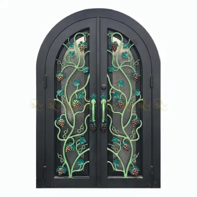 Rectangular Craftsman Design Single Door, China Rectangular Top Wrought Iron Door French Style
