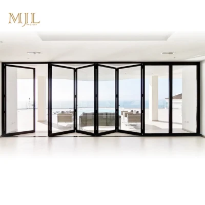 Mjl Store Front Partition Sliding Fold Door Aluminum DIY Design Double Triple Vertical Bi Folding Glass Door