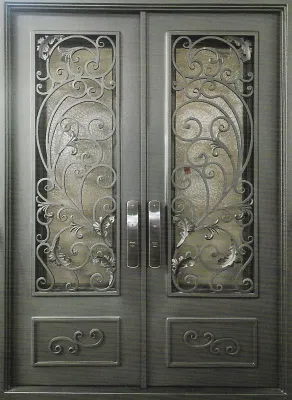 Luxury Residential Entry Doors Black Security Front Door Iron Wrought with Shipping Prices