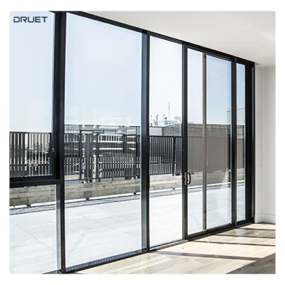 Asian Design Retractable Fly Retractable Frameless Aluminium 3 Panel Balcony Sliding Glass Door Tear &amp; Bug Proof Screen Sliding Door Doors for Living Room