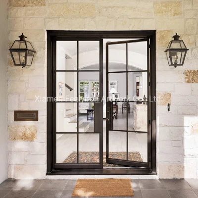 Modern Hot Sell French Style Wrought Iron Steel Windows Doors