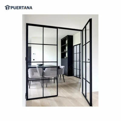 Modern Apartment House Internal Black Industrial Studio Clear Glass Door Aluminium Double Interior Metal French Glass Doors