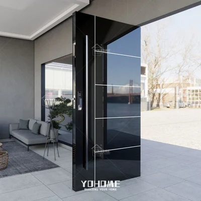 Italian Luxury Design Stainless Steel Entrance Door Exterior Security Front Pivot Door Modern Entry Black Aluminum Pivot Door